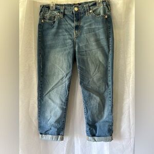 True Religion Light Blue Denim Jeans with Red Logo Patch